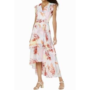 Bar III Dresses  Pink Floral Print layered Hi-lo Maxi Dress Size 6 New with Tags
